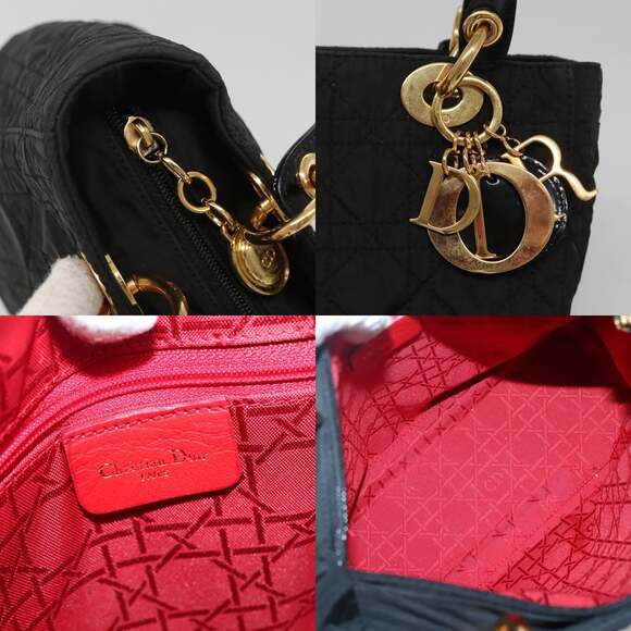 DIOR Canage Hand Bag Nylon Black Gold - Picture 11 of 12